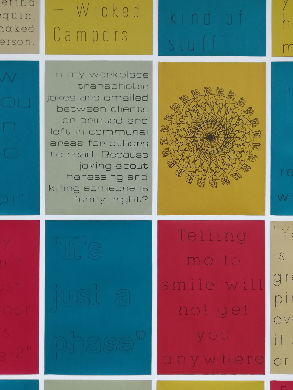 photo of gallery wall covered in feminist posters